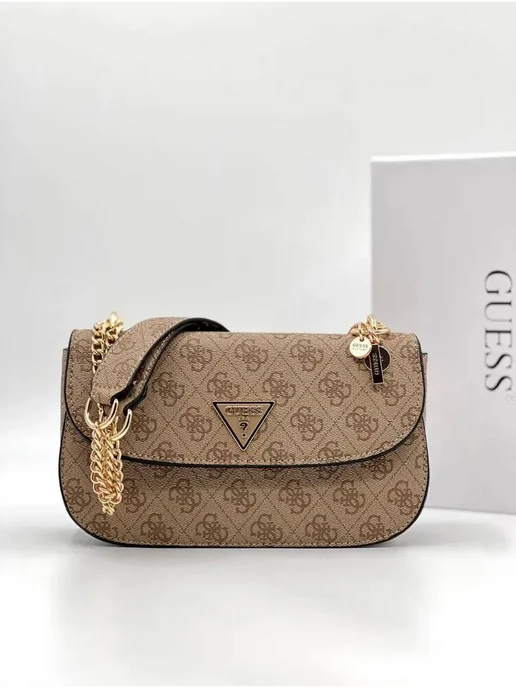 GUESS Сумка на плечо, коричневый, фото 3