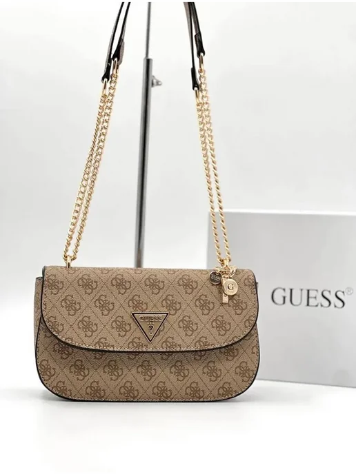 GUESS Сумка на плечо, коричневый, фото 4