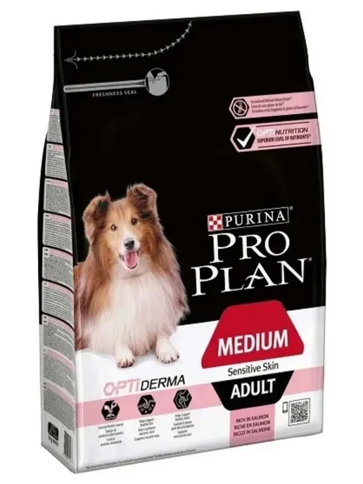 Сухой корм PRO PLAN Чув. Кожа для собак, взрослые, средние, чувствительное пищеварение, лосось, 14 кг, фото 7