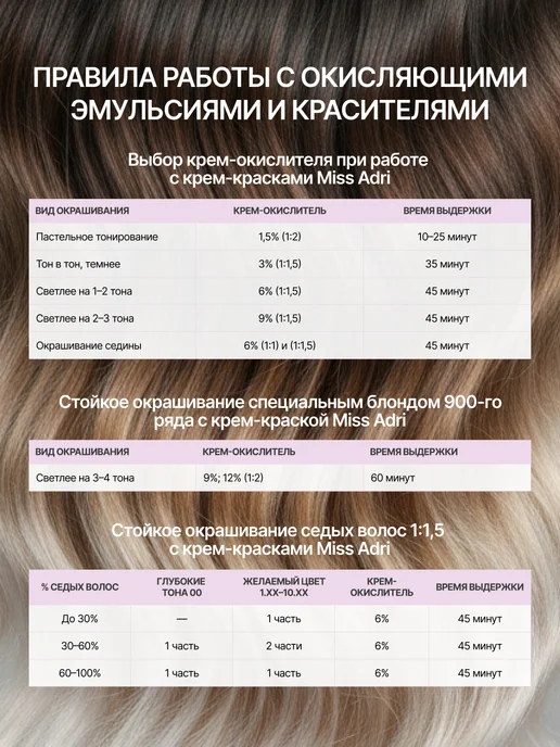 ADRICOCO Крем краска для волос 10.82 и окислитель 1,5%, 100 мл, фото 6