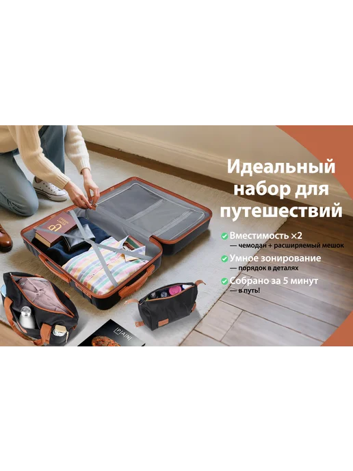 Hakimi Чемоданкомплект сумок чемодан S на колесиках, черный, фото 5