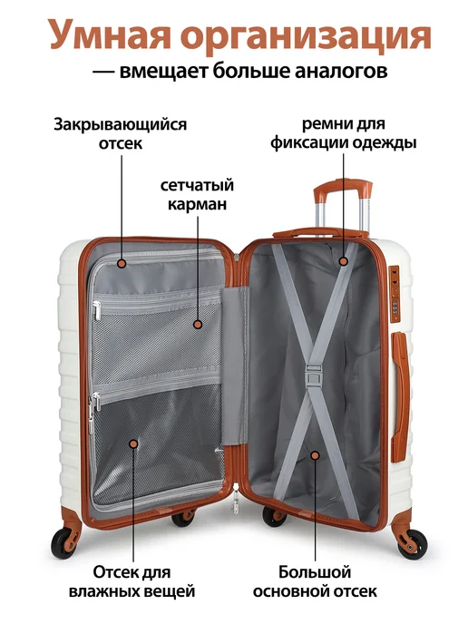 Hakimi Набор 3-в-1 из поликарбоната чемодан на колёсах (M, 65 л), 65 л, фото 3