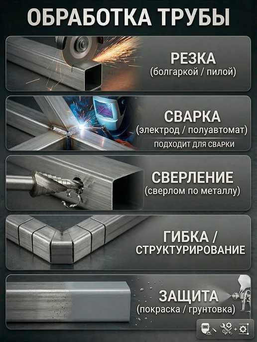 Ярославские раскладушки Труба профильная 20х20 мм стальная 0,9 мм длина 1 м, 20x20 мм, 1 м, фото 3