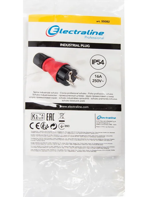 Electraline Вилка с заземлением Евро 220 240 В, IP54, цвет, 54 цв., фото 2