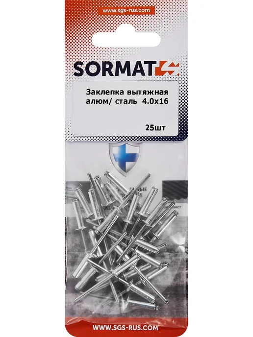 SORMAT Заклепка вытяжная 4.8X21 мм, 25 шт, 4x16 мм, 25 шт, фото 2