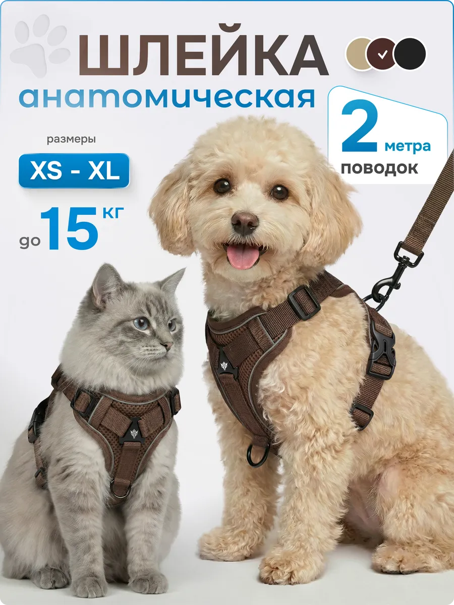 Шлейка для кошек и собак мелких средних пород с поводком