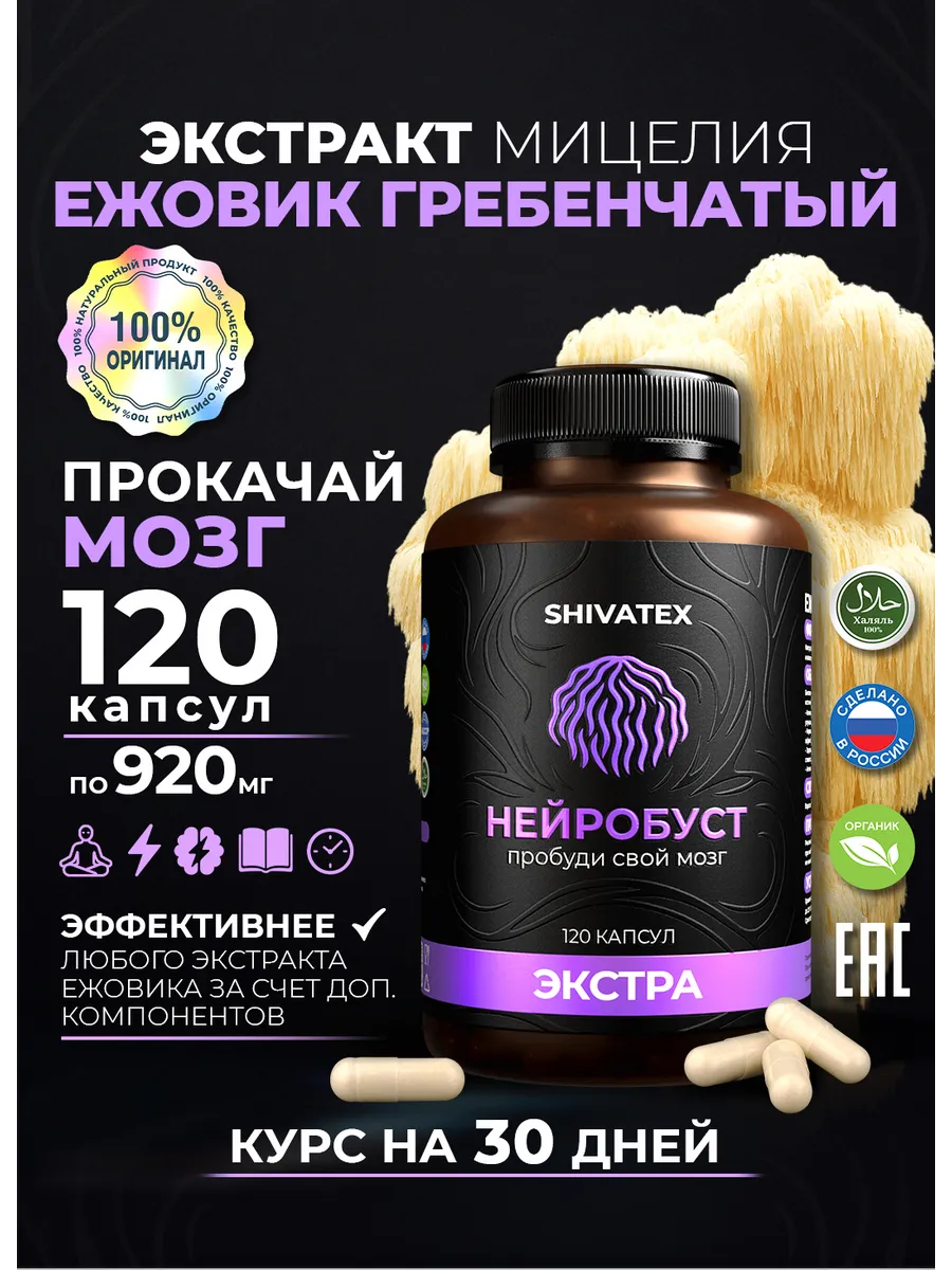 Ежовик гребенчатый капсулы, экстракт, ноотроп для мозга