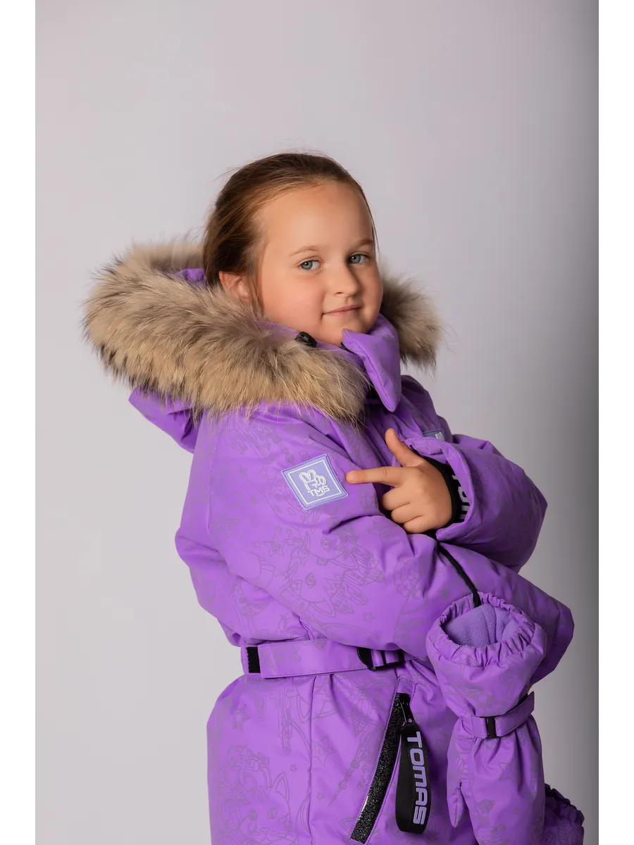 Зимний слитный комбинезон мембрана с натуральной опушкой