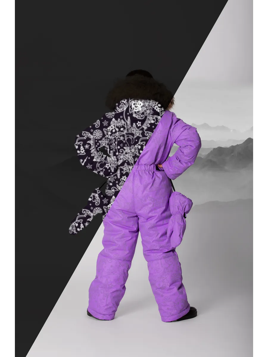 Зимний слитный комбинезон мембрана с натуральной опушкой