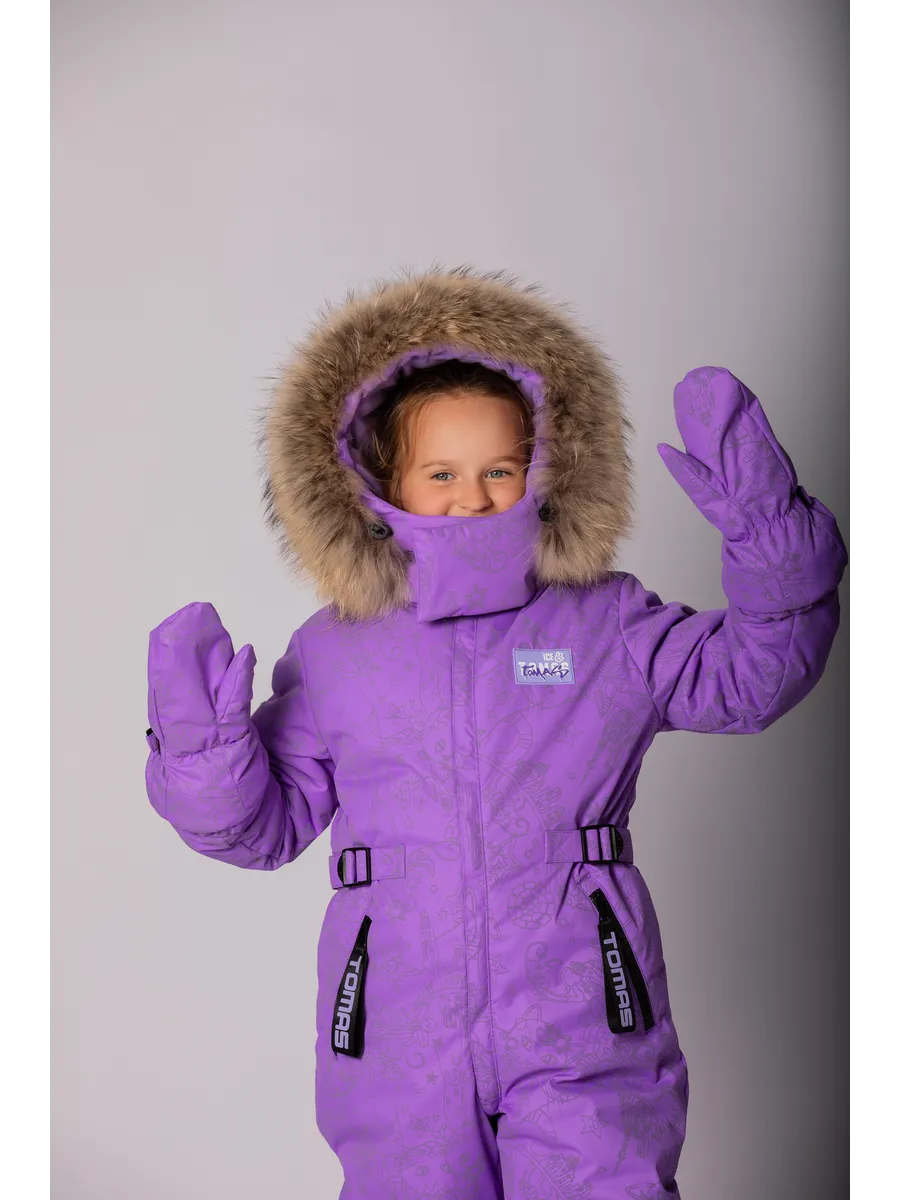 Зимний слитный комбинезон мембрана с натуральной опушкой