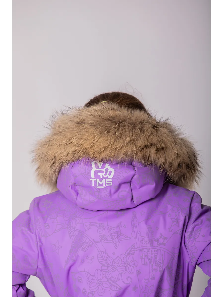 Зимний слитный комбинезон мембрана с натуральной опушкой