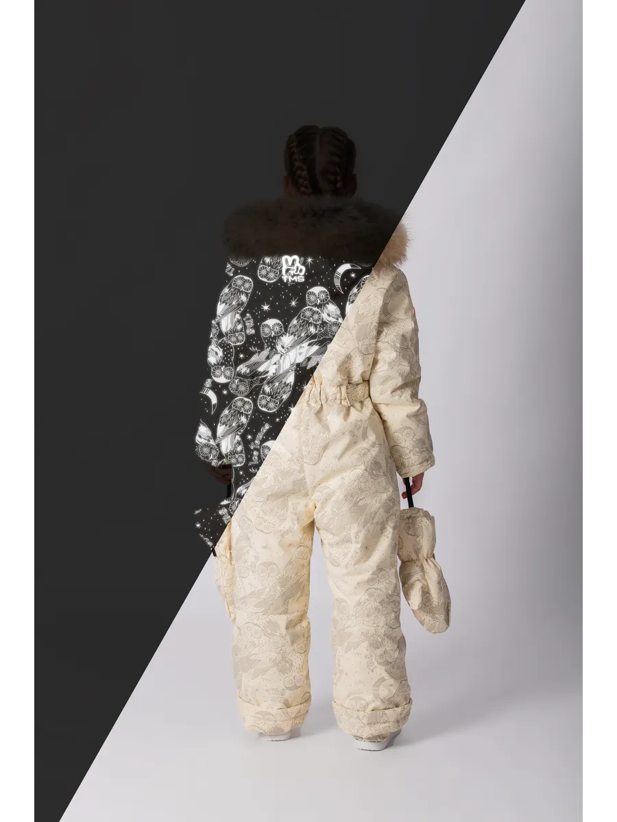 Зимний слитный комбинезон мембрана с натуральной опушкой