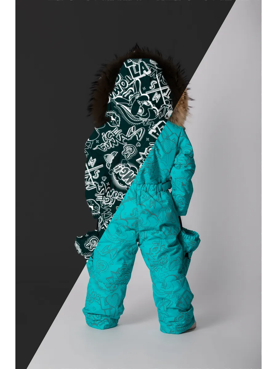 Зимний слитный комбинезон мембрана с натуральной опушкой