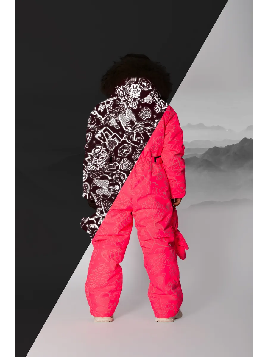 Зимний слитный комбинезон мембрана с натуральной опушкой