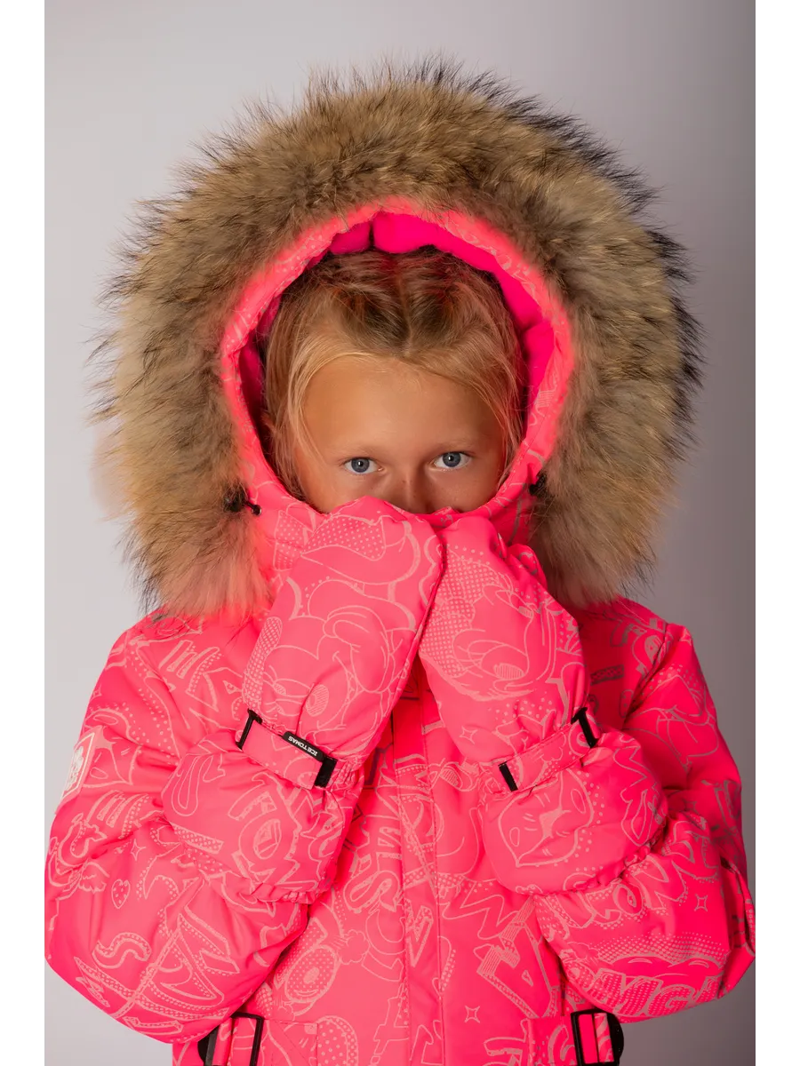 Зимний слитный комбинезон мембрана с натуральной опушкой