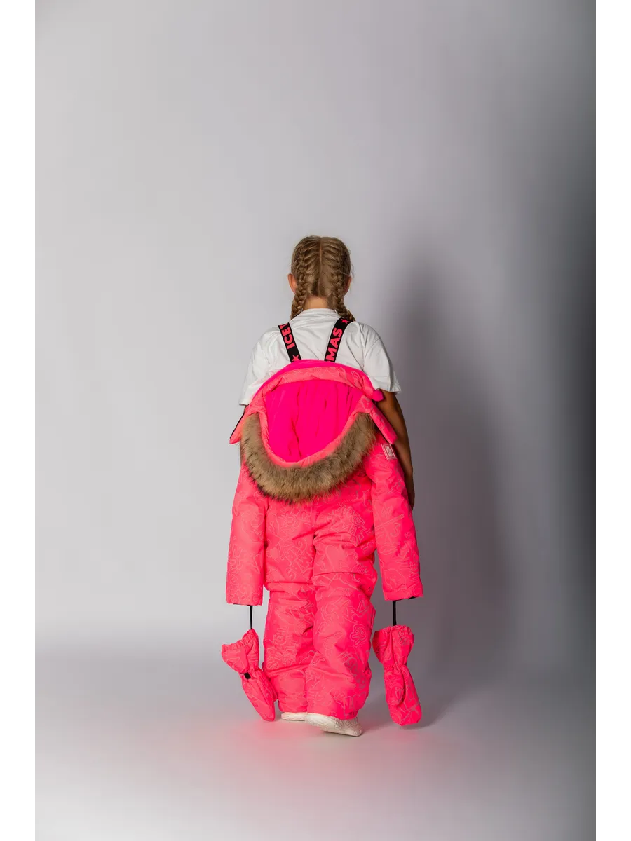 Зимний слитный комбинезон мембрана с натуральной опушкой