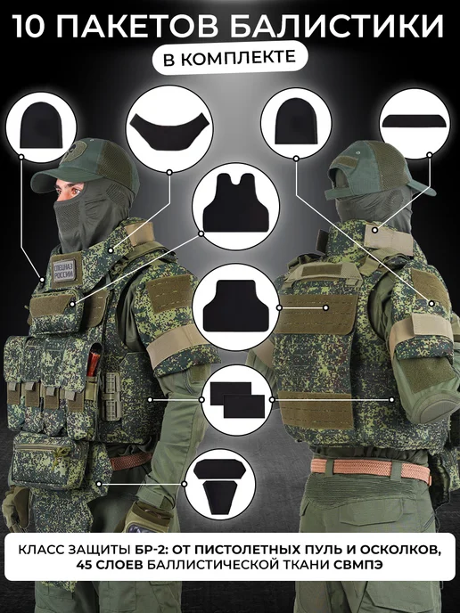 Alkor Tactical Бронежилет Universal Armor тактический пиксель с плитами, зеленый, фото 2