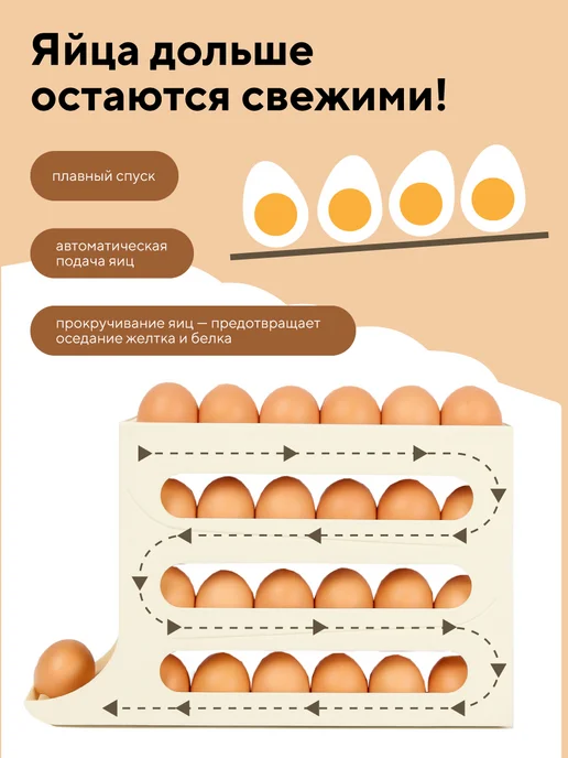 Conflate Подставка для яиц в холодильник с автоподкатом 4 ярусная, вариант, фото 5