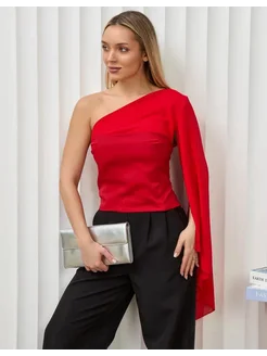 Красная нарядная блузка корсет