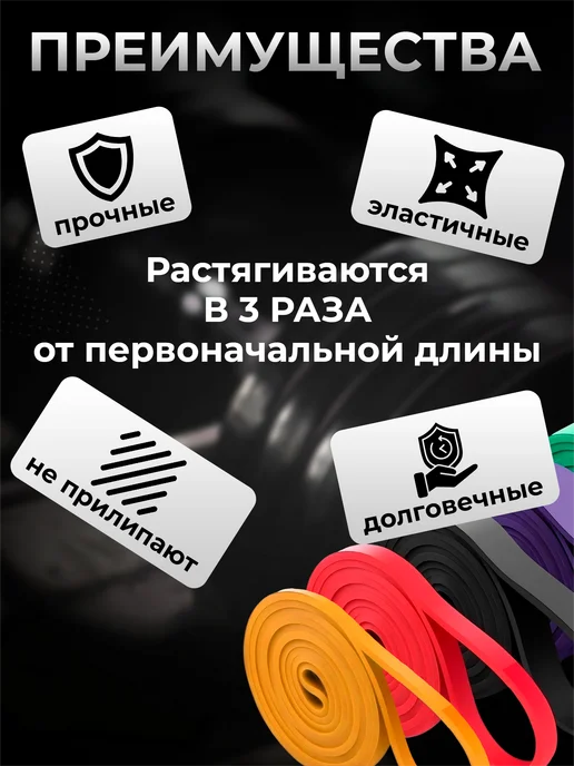 Резинки для подтягивания и фитнеса набор жгутов, вариант, фото 4