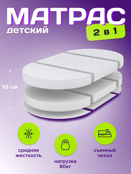 Баюшки-баю Матрас-трансформер для новорожденных 125х75 см, 125x75 см