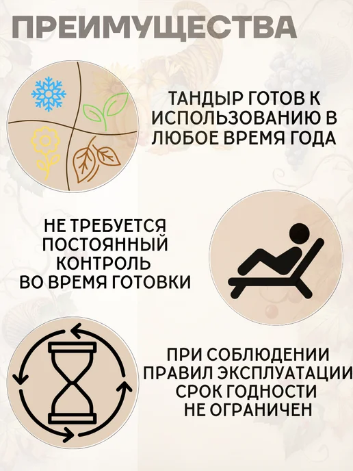 Гончар Кубани Гриль-тандыр керамический угольный для дачи Рог Изобилия, вариант, фото 8