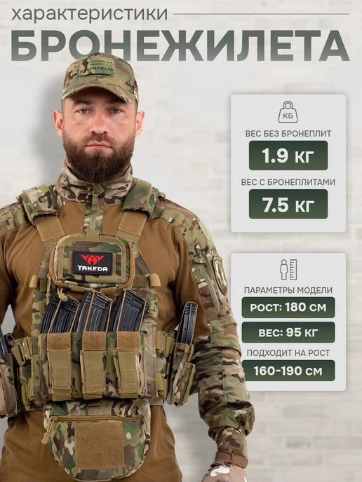 Оплот Бронежилет 8280 тактический военный плитник мультикам, зеленый, фото 2