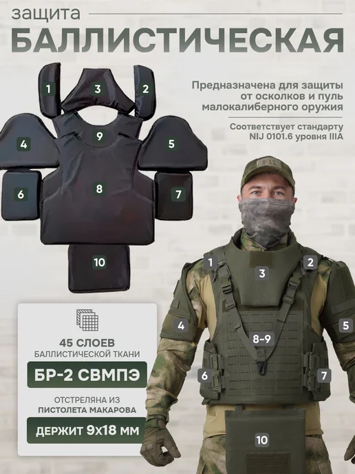 Оплот Бронежилет штурмовой военный с плитами БР5 олива, зеленый, фото 2