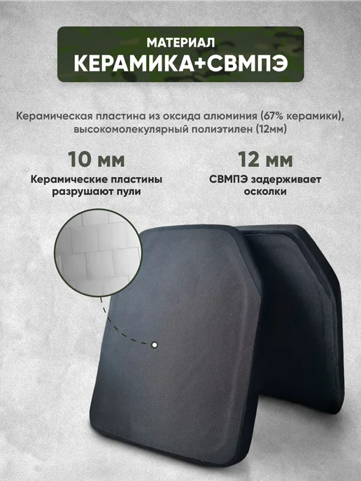 Оплот Бронеплита БР5 плиты для бронежилета, черный, фото 4