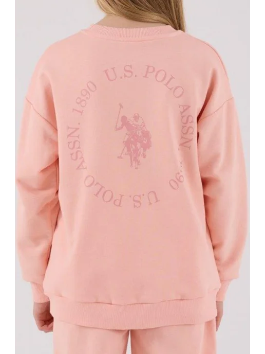 U.S. Polo Assn. Костюм для девочки спортивный без начеса демисезонный, оранжевый, фото 6