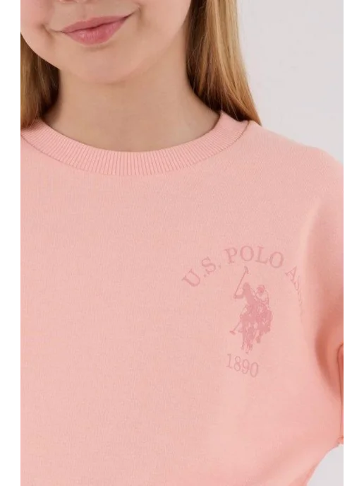 U.S. Polo Assn. Костюм для девочки спортивный без начеса демисезонный, оранжевый, фото 8