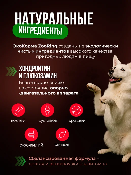 Сухой корм ZooRing Dog Рацион для собак, взрослые, говядина, мясо, 20 кг, фото 6