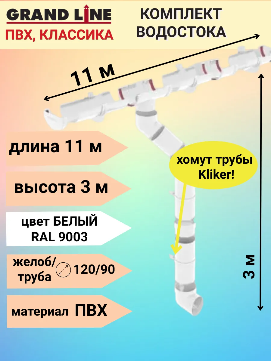 Комплект водосточной системы 11 м белый