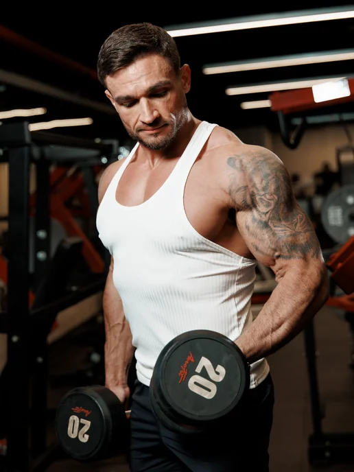FitReligion Майка спортивная Премиум для фитнеса борцовка, белый, фото 2