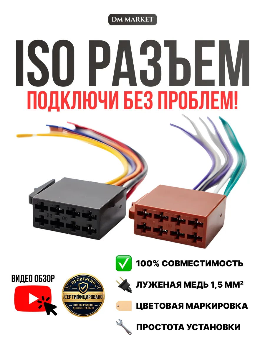 Разъем для магнитолы, ISO переходник 12-001 штекер NoN