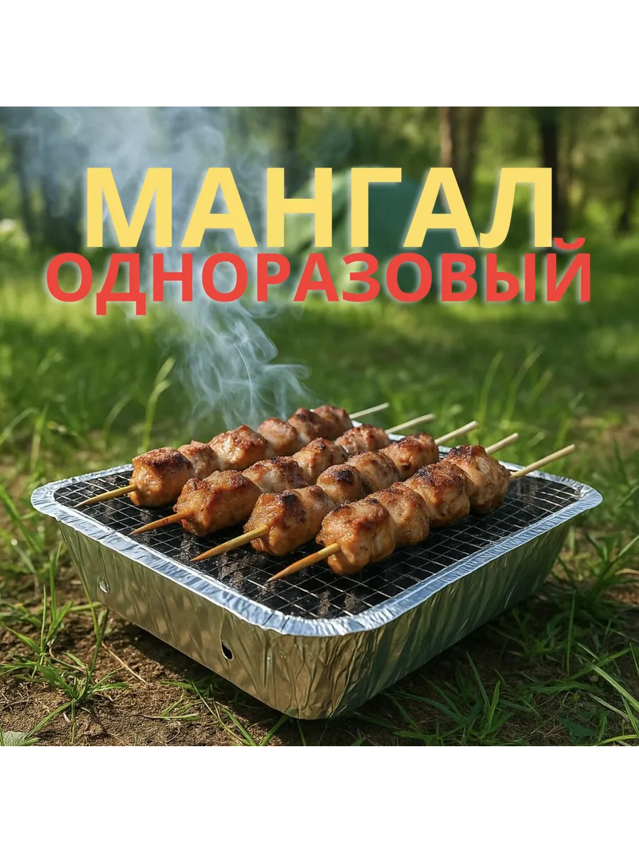 Мангал одноразовый с углем и решеткой