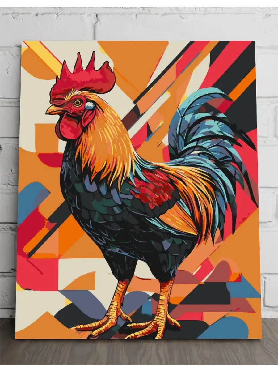 Картина по номерам - Абстрактный петух — 40×50 см