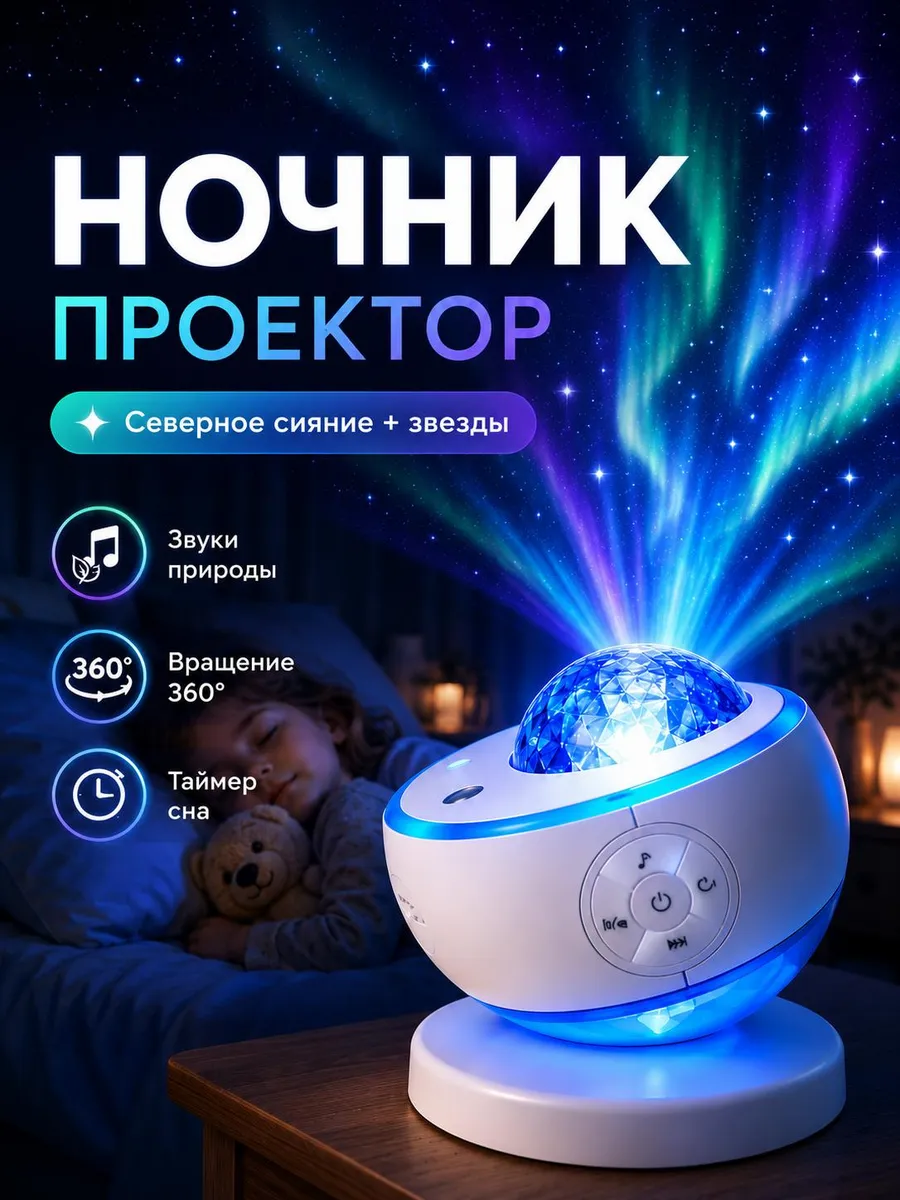 Ночник проектор звездное небо с релакс музыкой