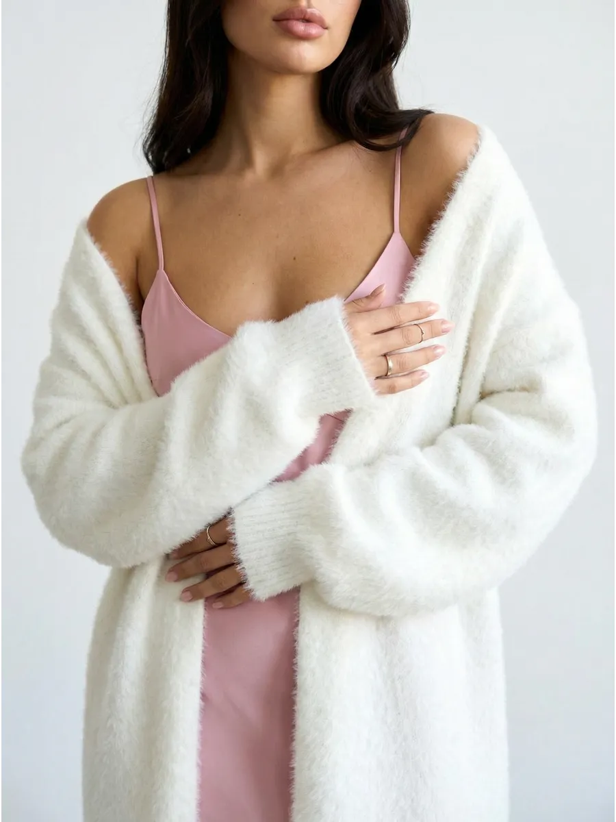 Кардиган удлиненный пушистый