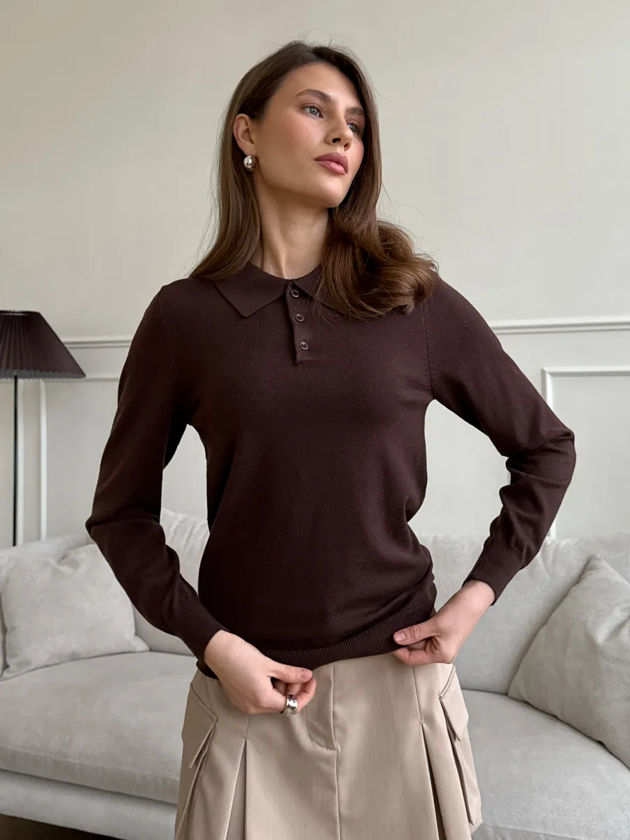 Кофта поло трикотажная джемпер