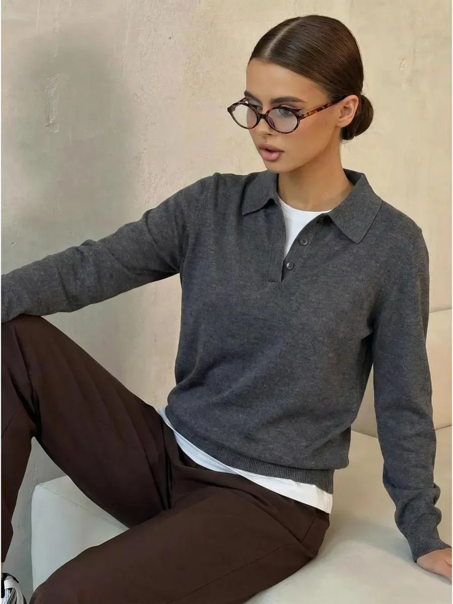 Кофта поло трикотажная джемпер