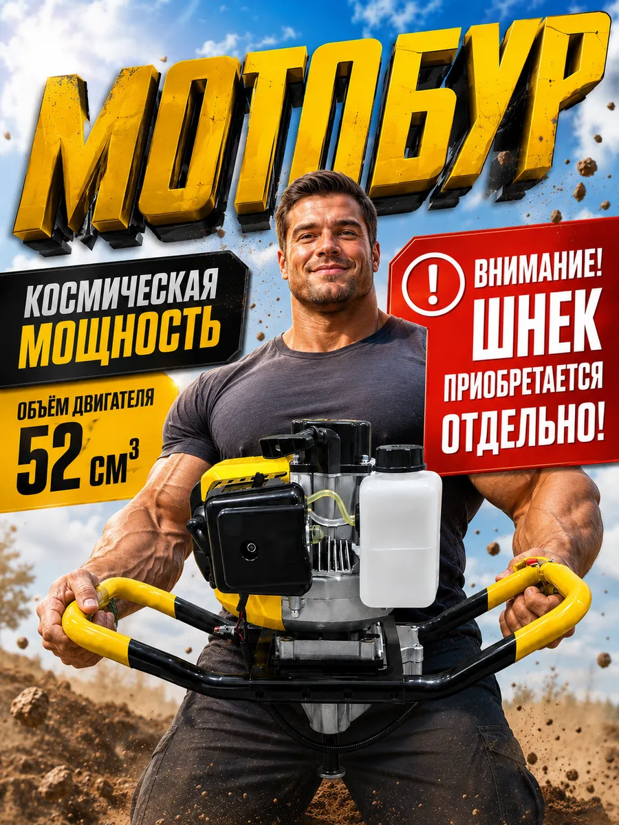 Мотобур бензиновый ED-52 YX для дачи 3000 Вт Бензобур