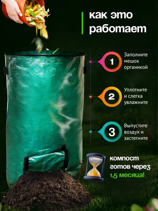 A2 AGRO Мешок для компоста 130 литров, компостер садовый 2 шт, 2 шт, фото 2