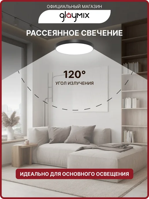 Glaymix Люстра потолочная светодиодная светильник накладной 72вт, 72 Вт, фото 5