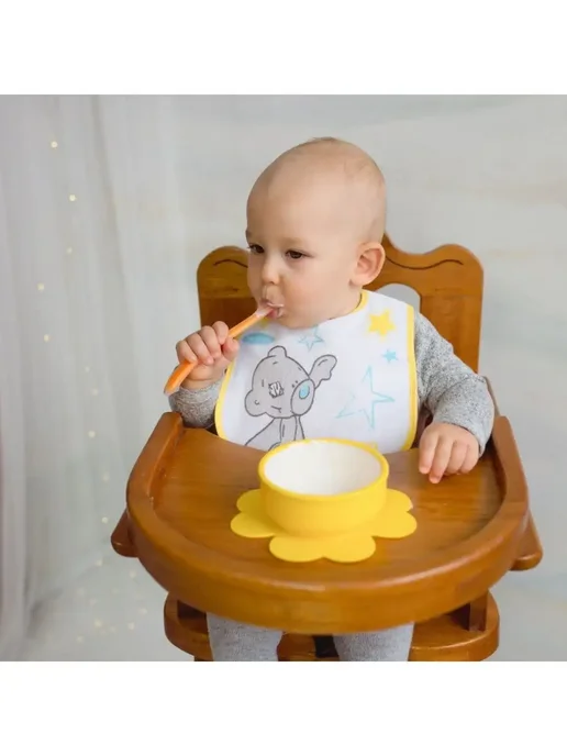 Baboo Ложка из силикона 6 м+, желтая, 6 м, фото 3