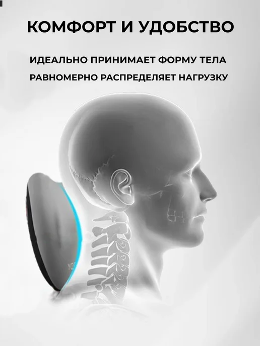 PlayPoint Подушка в машину для шеи подголовник, черный, фото 6