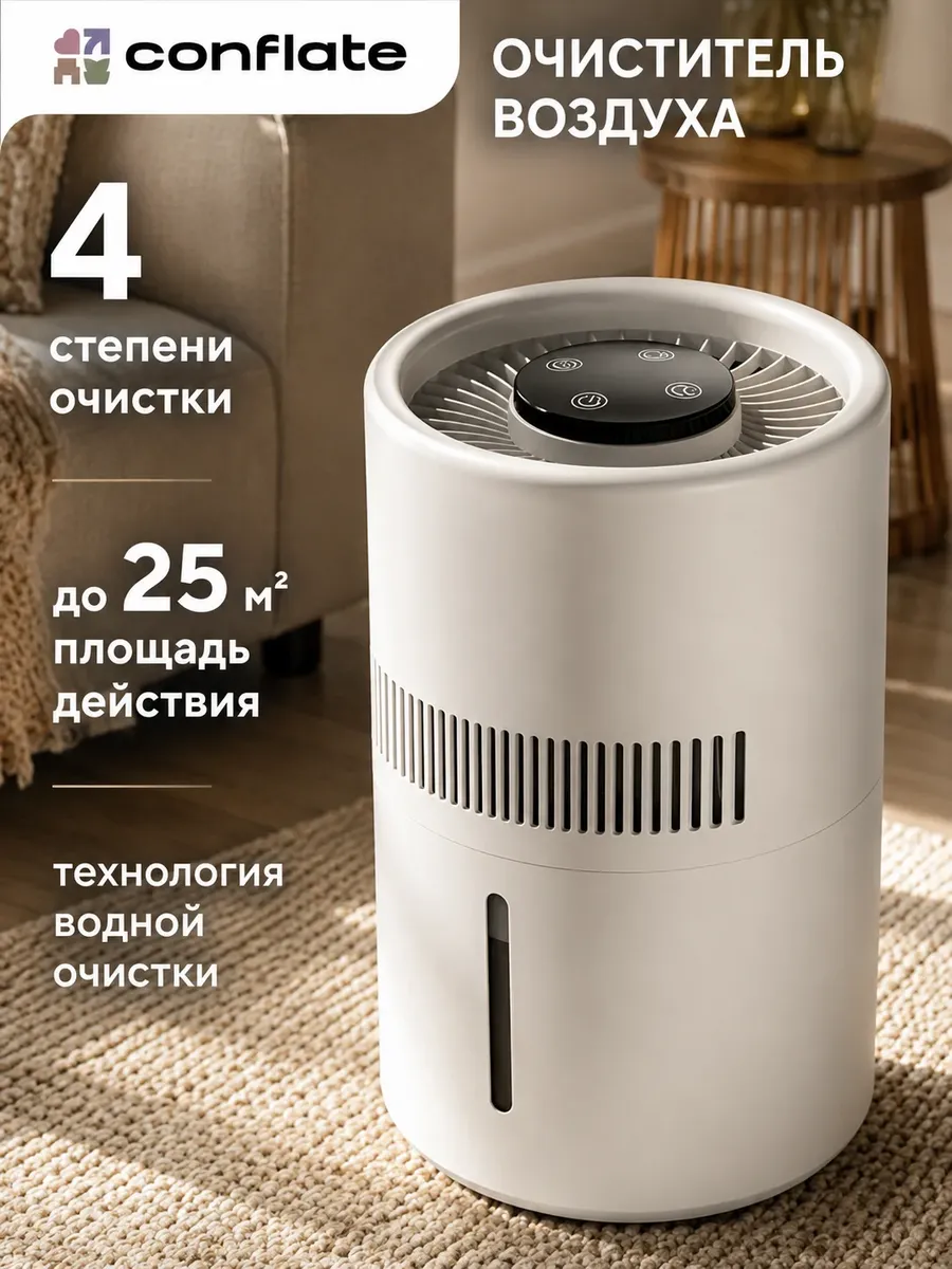 Очиститель воздуха круглый белый