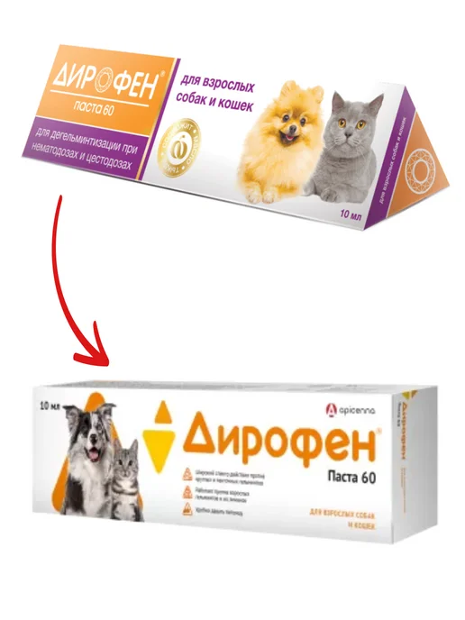 apicenna Дирофен паста 60 для взрослых собак и кошек, 10 мл, 10 мл, фото 2