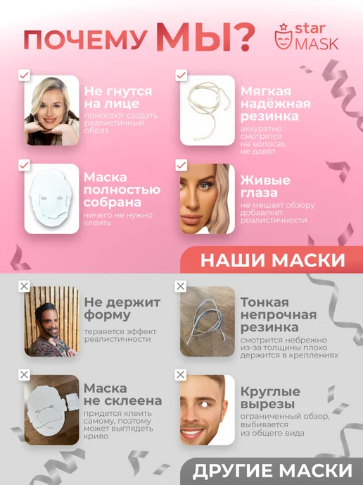 МАС Маркет Набор масок знаменитостей звёзд российской эстрады картонные, вариант, фото 2
