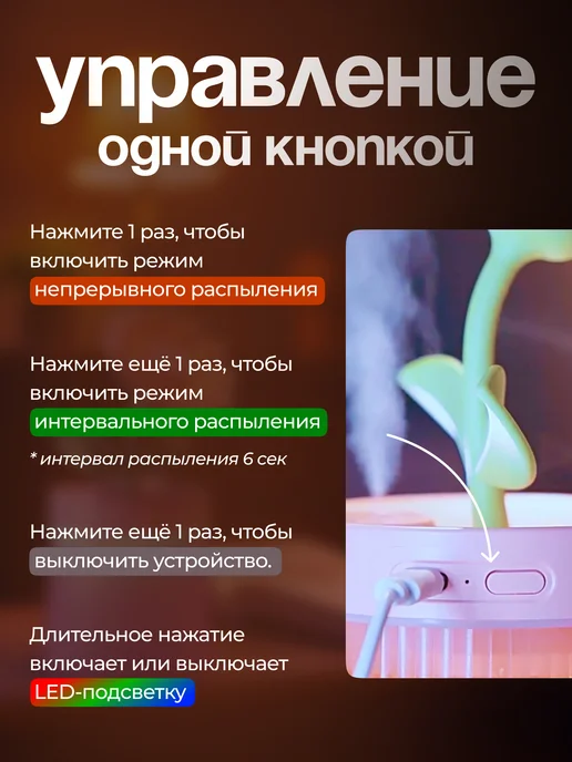 Увлажнитель воздуха для дома с подсветкой, фиолетовый, фото 5